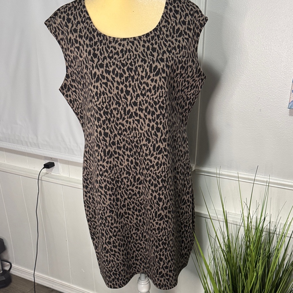 Nine West Leopard Print Dress - Black and Brown